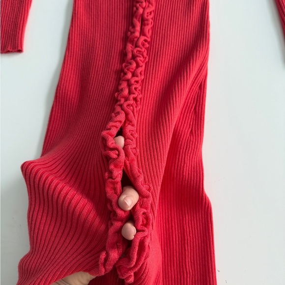 NWT Find Me Now Charlie Ruffle Knit Dress Small S Coral Transitional Fall - Picture 6 of 12